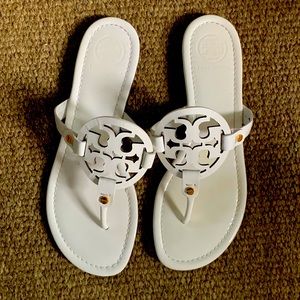 Tory Burch white patent Miller sandals sz 9